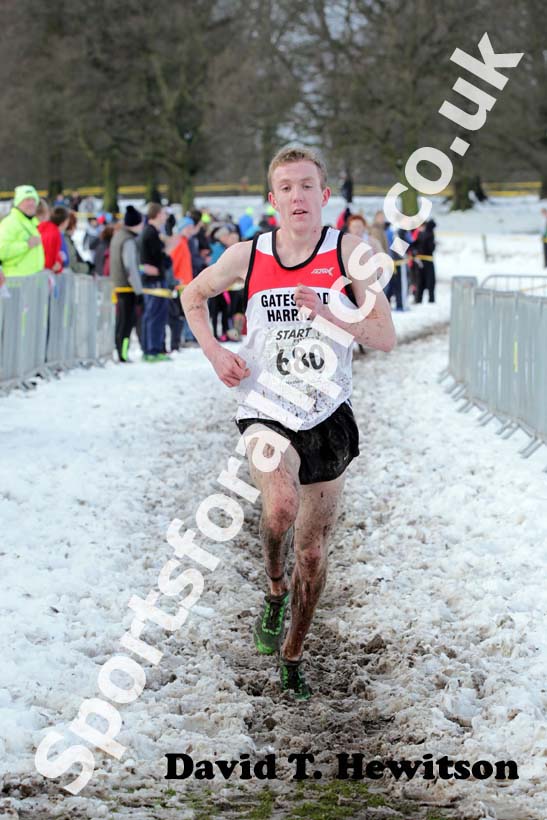 Callum Johnson (Gateshead) finishing 2nd in the junior mens Northern Cross Country Championships.